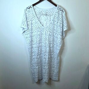 Time And Tru White Lace Swim Coverup Size Large